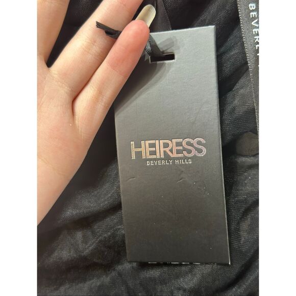 NWT Heiress Beverly Hills Black Strapless Corset Panel Tulle Midi Dress Women's - Picture 6 of 12